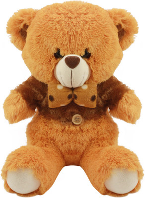 

Miss & Chief Cute Sitting Teddy Bear Stuffed Plush Toy With Bow & Button | Soft and Cuddly filling | Huggable and loveable for someone special - 25 cm(Brown)