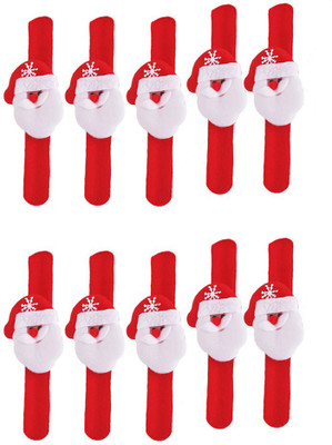 

Tickles Christmas Santa Claus Hand Bracelet Band (Set Of 10) - 21 cm(Red)