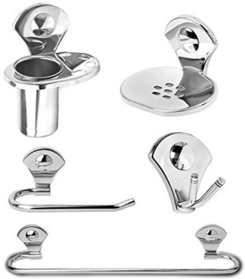 Capital Bathroom Accessories Set Combo of 5 ( Set of 1 ) Robe Hook / Soap DIsh / Tumbler Holder / Towel Ring / Towel Rod Silver Towel Holder silver Towel Holder(Stainless Steel)