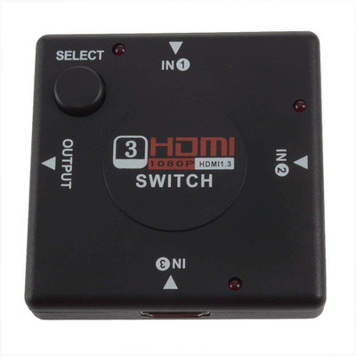

Ps TV-out Cable 3 Port HDMI Switch Switcher Video/Audio Switch Hub Box for HDTV 1080P Laptop PC square(Black, For Laptop)