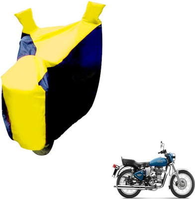 NIKS Two Wheeler Cover for Royal Enfield(Black, Yellow)