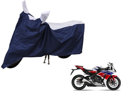 Auto Hub Two Wheeler Cover for Honda(CBR 1000RR, Blue, Silver)