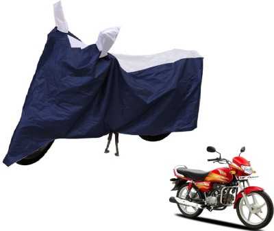 Auto Hub Two Wheeler Cover for Hero(HF Deluxe, Blue, Silver)