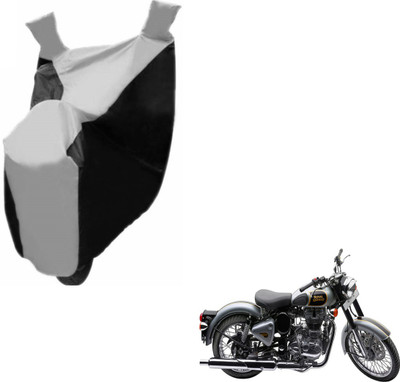 NIKS Two Wheeler Cover for Royal Enfield(Classic 500, Black, Silver)