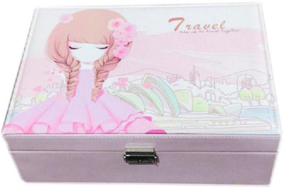 

fundatraders Cosmetic Box Jewellery Designer Vanity Box - Use As /Jewellery Box / Make up Box with Multi purpose Compartment with Mirror and Locking Facility vanity box Vanity Box(White)