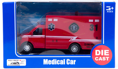 

ICE TREE cue Team Ambulance Pull Back Action Diecast Medical CAR(Red, White)