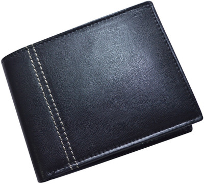 

CUT THE CHASE Men Casual Blue Genuine Leather Wallet(6 Card Slots), Black