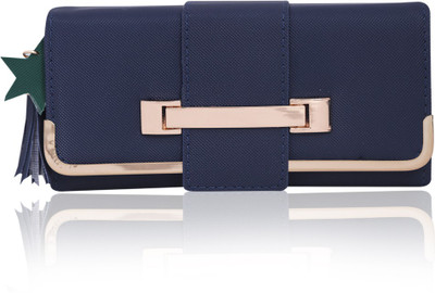 

minaar Women Blue Artificial Leather Wrist Wallet(5 Card Slots), Dark blue
