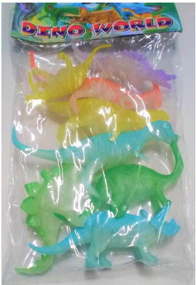 

KT BROTHERS Set of 8 Dino World Radium Animals Plastic Toys for Kids (useful learning resources)(Multicolor)