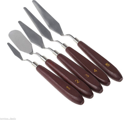 

Way Beyond Painting Knives, Painting mixing tools, 5 Pcs Palette Knives Set For Watercolor/Oil/Acrylic/Crafts/Rock & Face Painting, Basic Wooden and Steel Painting Tools