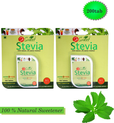 

SO SWEET Stevia 100% Natural Sweetener - Sugarfree,200 Tablets Sweetener(200 Tablets, Pack of 2)
