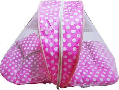 

Dhuloom baby mosquito net, foldable baby bedding set polka new born baby gift set(Fabric, Pink)