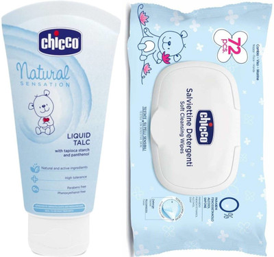 

Chicco Liquid Talc and Baby Wipes With Flip Cover(White)