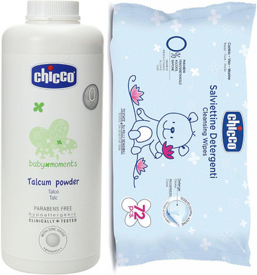 

Chicco Powder 500gms and Baby Wipes With Flip Cover(White)