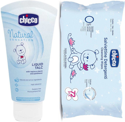 

Chicco Liquid Talc and Baby Wipes Without Flip Cover(White)