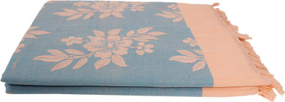 Saagar Tex Floral Single Top Sheet(Cotton, Blue)