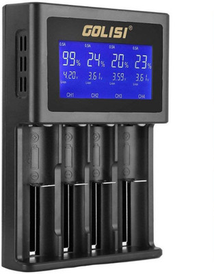 

Amicikart Golisi S4 2.0A Smart Charger with LCD Display and Auto Detecting Battery Camera Battery Charger(Black)