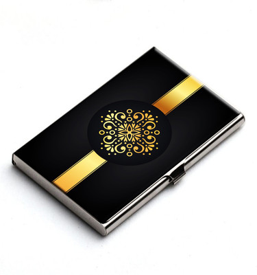 

Heartzy Golden Flora Business 10 Card Holder(Set of 1, Gold, Black)
