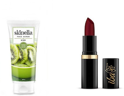 

iba halal KIWI FACE SCRUB Scrub (100 g) and A72 Maroon Burst Moisturizing Lipstick combo(Set of 2)