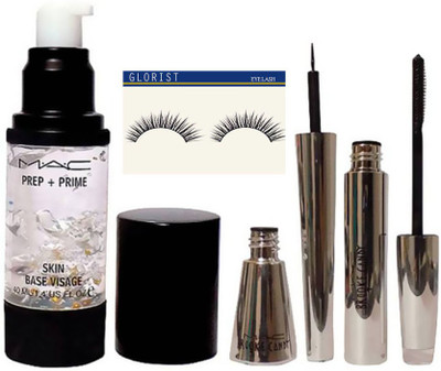 

GLORIST eyelashes & mac Prep + Prime Skin Base Primer, Brooke Candy Eyeliner & Mascara(Set of 4)