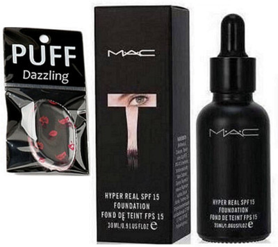 

Dazzling Silicon Puff & Mac Hyper Real SPF 15 Foundation Fond De Teint (Set of 2)(Set of 2)