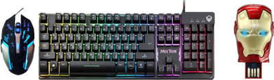 

MEETION K9300 Backlit Semi Mechanical Gaming Keyboard And RM200 Wired Optical Gaming Mouse With Iron Man Head 16 Gb Pen Drive Metal Face With Glowing Led Eye Combo Set