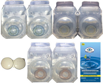 

Crystal Eye brown blue grey lens 5 pair with 2 case Monthly Contact Lens(0.00, brown, blue, grey, Pack of 5)