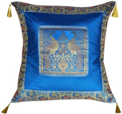 Lal Haveli Raw Silk Cushions & Pillows Cover(60.96 cm*60.96 cm, Blue)