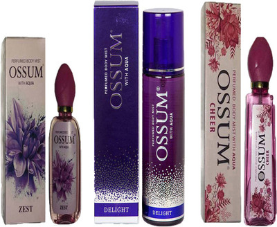 

ossum ZEST PERFUMED BODY MIST 115ML+DELIGHT PERFUMED BODY MIST 190ML+CHEER PERFUMED BODY MIST 115ML Deodorant Spray - For Women(110 ml, Pack of 3)