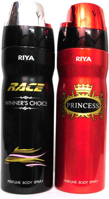 

Riya RACE AND PRINCESS Perfume Body Spray - For Men & Women(400 ml, Pack of 2)