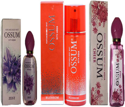 

OSSUM ZEST PERFUMED BODY MIST 115ML+BLOSSOM PERFUMED BODY MIST 190ML+CHEER PERFUMED BODY MIST 115ML Deodorant Spray - For Women(110 ml, Pack of 3)