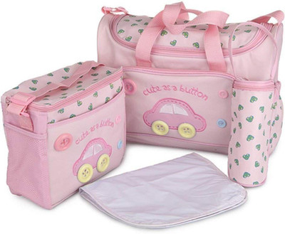 

BABY STATION Baby Diaper Nappy Changing Baby Diaper Bag/Baby Bag/Mummy Bag/Handbag (4pcs Set) Diaper Bag(Pink)