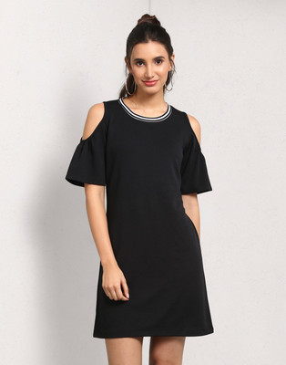 METRONAUT Women Shift Black Above Knee/Mid Thigh Length Dress