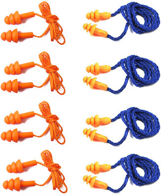

Vezual Reusable Corded (4 Pair) & 3M 1270 Reusable Corded (4 Pair) for Noise Reduction Ear Plug(Orange, Blue)