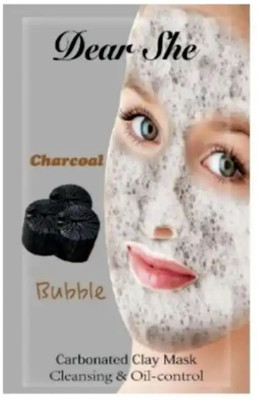 Three Elements Dear She charcoal bubble mask for face to remove pigmentation and sunburn (Pack of 10)(12 g)