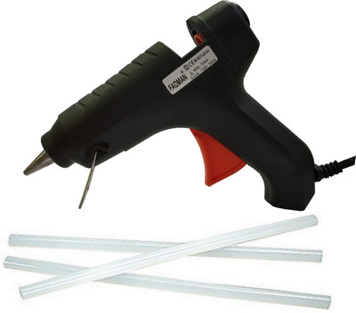 FADMAN Black 40 Watt | Red Trigger | Hot Melt Glue Gun | 3 Transparent Adhesive Glue Stick | Standard Temperature Corded Glue Gun(11 mm)