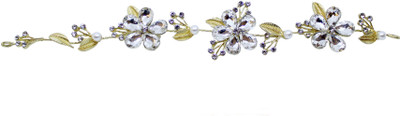 

Tied Ribbons Floral Rhinestone Crystal Tiara Headpiece Jewellery for Wedding Hair Band(Multicolor)