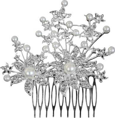

Tied Ribbons Hair Clip Silver Clutches for Wedding Parties Women Bridal Hair Clip(Silver)