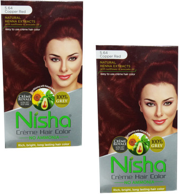 

Nisha Creme Hair Color 5.64 Copper Red (Pack of 2) Hair Color(5.64 Copper Red)