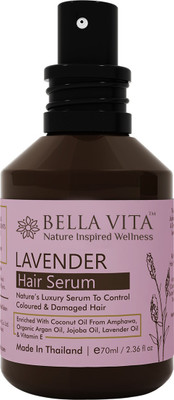 

Bella Vita Organic Lavender Hair Serum For Frizzy, Dry & Coloured Hair, 70 ml with Organic Argan Oil & Vitamin E | Made in Thailand | SLES & Paraben Free(70 ml)