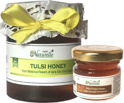 

Farm Naturelle Real Vana Tulsi Forest Honey (250 GMS) and Real Cinnamon Infused Forest Honey (40Gms) Combo-Immense Medicinal Value(290 g, Pack of 2)
