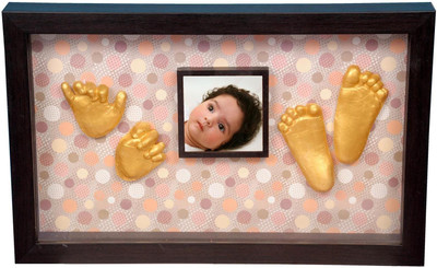 

Gravelart Baby Impression Kit - Do-It-Yourself- circle print large frame golden color Keepsake(Brown)
