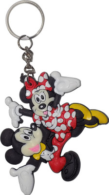 OMAYA Disney Mickey Mouse & Minnie Mouse Animal Cartoon Character Synthetic Rubber Design-1 Key Chain  (Multicolor) Key Chain