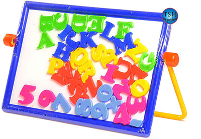

Fun Villa Magnetic Alpha Numero Board with Alphabet ,Chalk, Duster Both Sided(Multicolor)