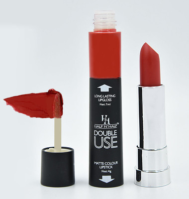 

Half N Half Double Use Matte Colour Lipstick With Lip Gloss(Morange-08 (Lslg-01)11ml)