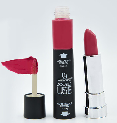 

Half N Half Double Use Matte Colour Lipstick With Lip Gloss(All Fired Up-18 (Lslg-01)11ml)
