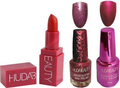 

Huda Beauty LIPSTICK AND NAIL POLISH(Pack of 3)