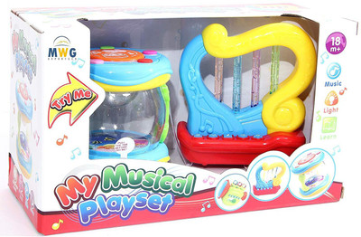 

MWG Exports Co Bring Along Musical Drum & Harp Sound Infants Instruments Kids Toys Music Toy for Children(Multicolor)