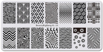 

Imported Beauty Big Bang Stamping Template Rectangle Negative Space Reverse Lace Geometry Geometric Nail Art Image Plate BBB XL-016(Silver)