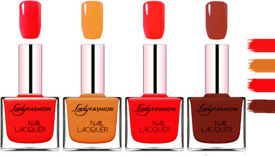 

Lady Fashion Extra Shine Extra Long Stay Chip Resistant Nail Polish Bright Red,Nude,Juicy Red,Coffee(Pack of 4)